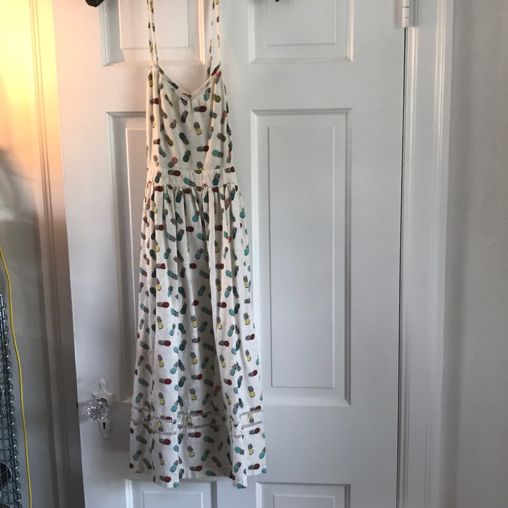 Multi color Pineapple Linen Cross Strap Dress